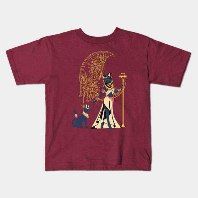 Egyptian Goddess Bastet Kids T-Shirt by Hypnotic Highs